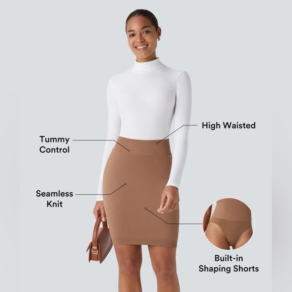 Halara Seamless High Waisted Tummy Control Built-in Shaping Shorts Skirt large - Picture 1 of 3